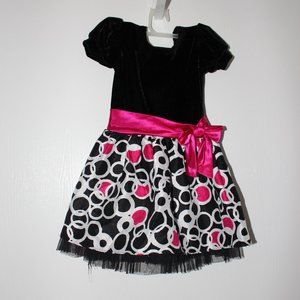 Kidture Girl Sz 3T Black Velvet Dress W/tutu Skirt
